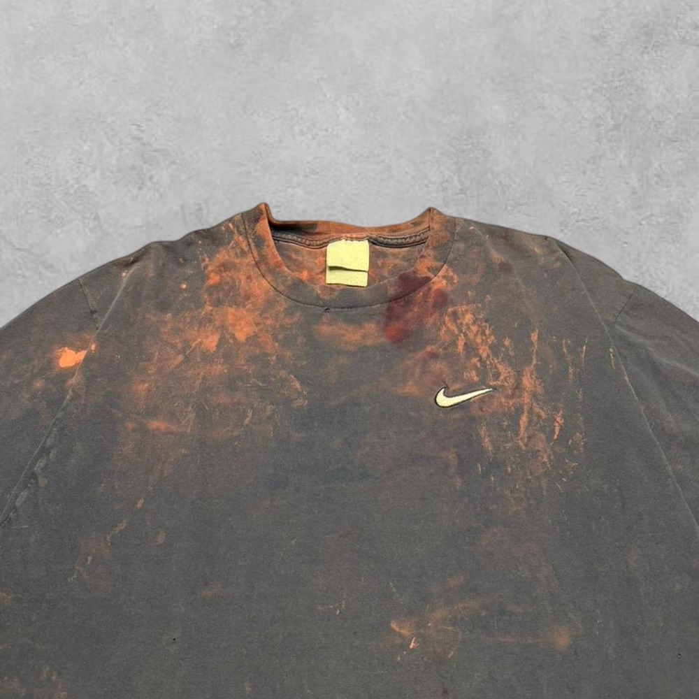Vintage 90s Nike Embroidered Swoosh T-Shirt Acid Wash Bleach Dye Mens XL
